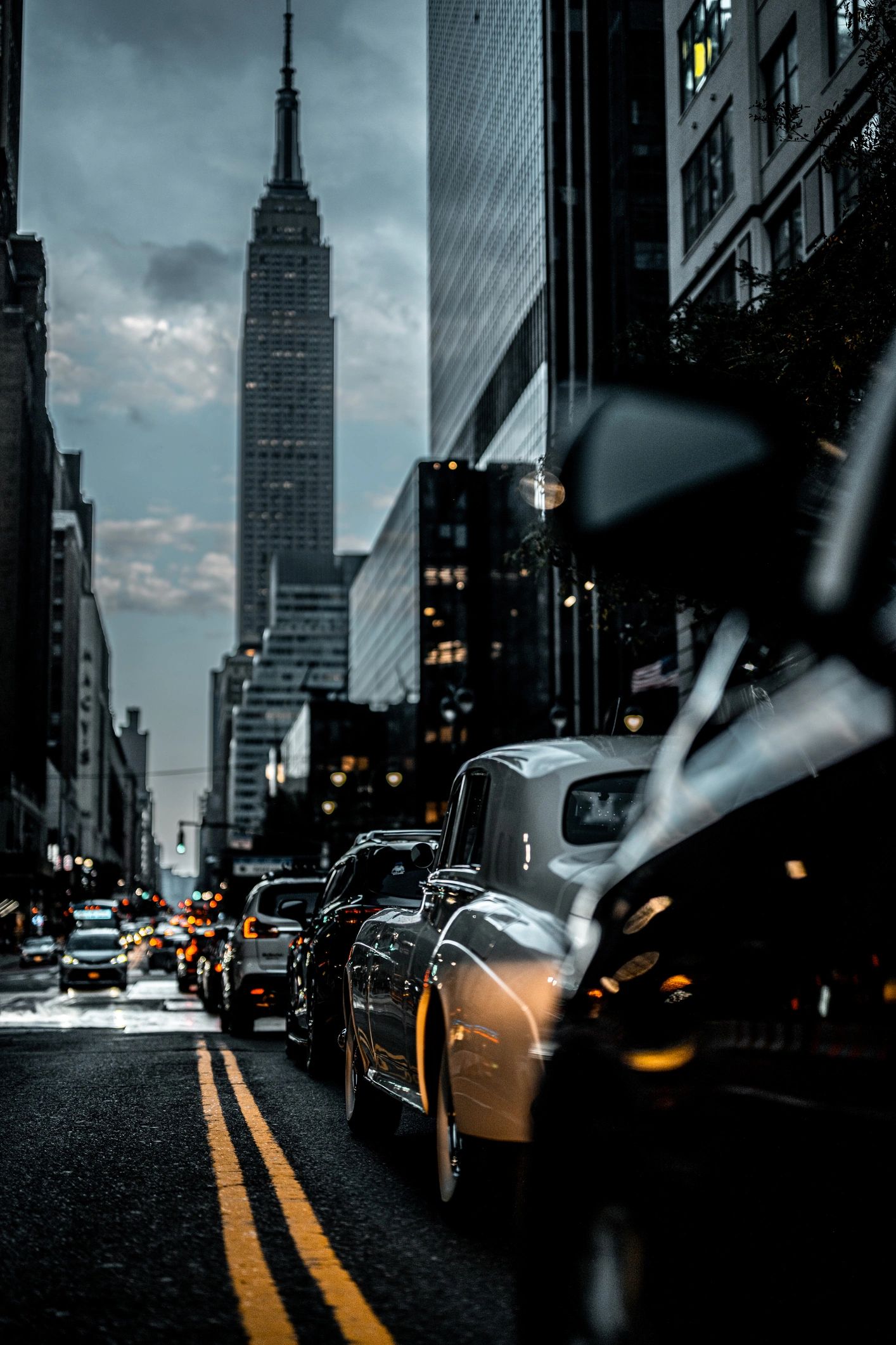 luxury car NYC street modern