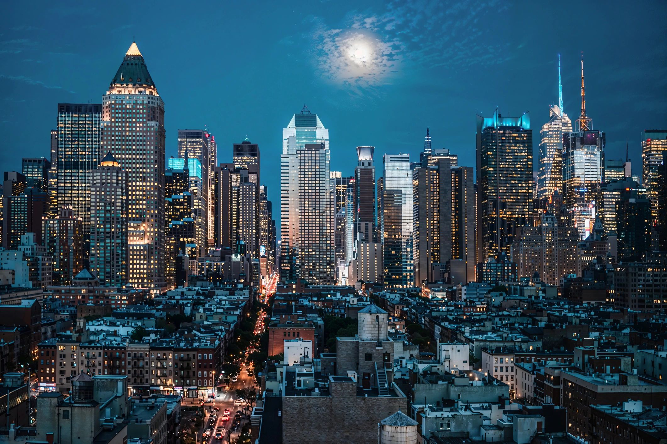 elegant NYC skyline night