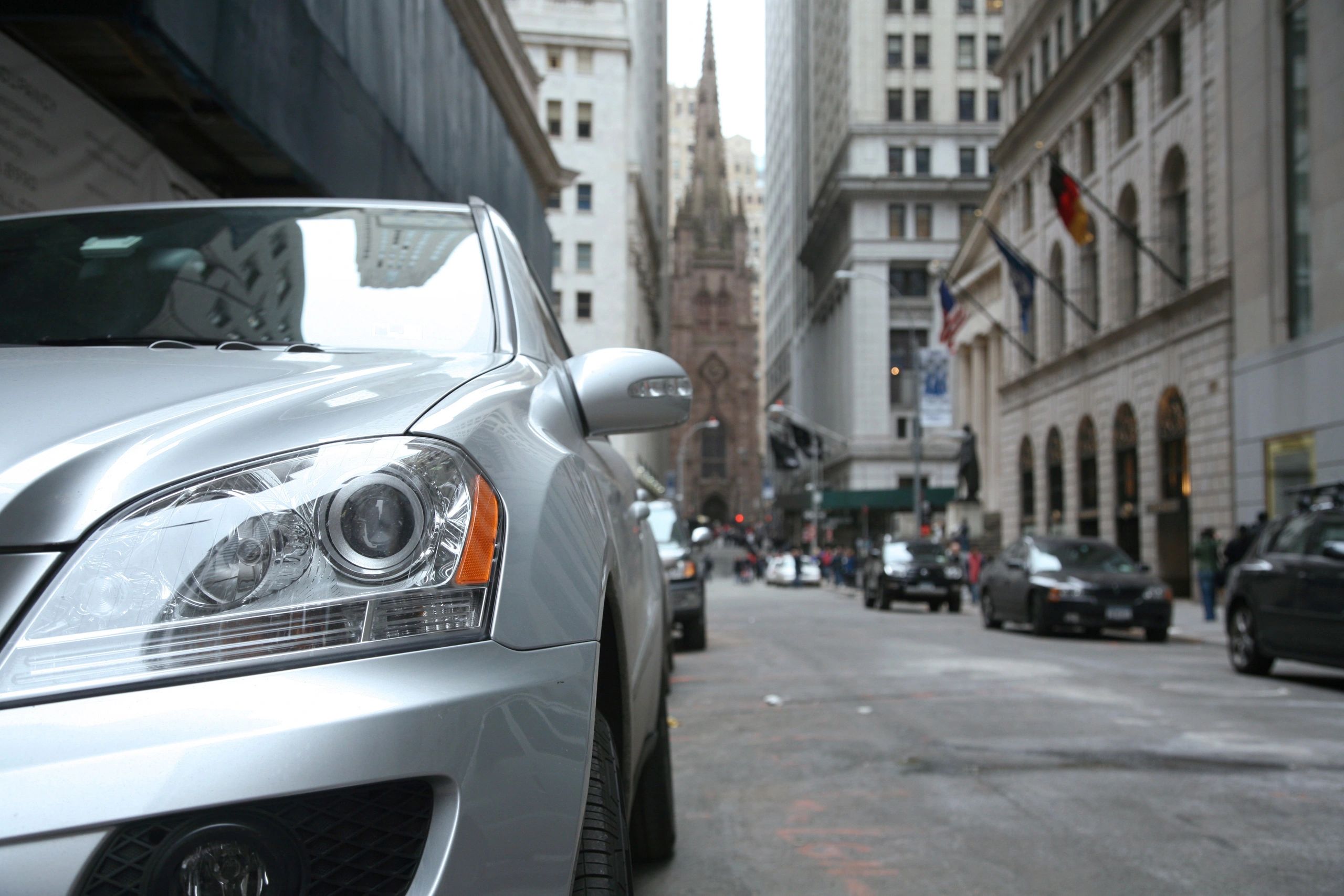 luxury car NYC street modern